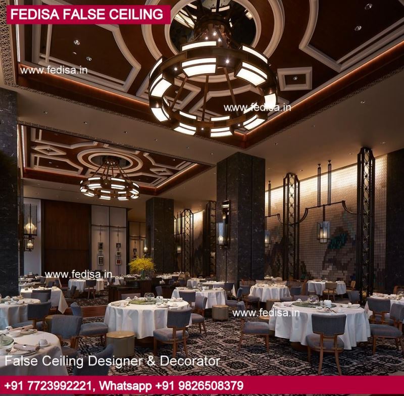 412 Unique Ceiling Design Ideas, Dining Hall Pop Design Cornice Moulding Pop Design