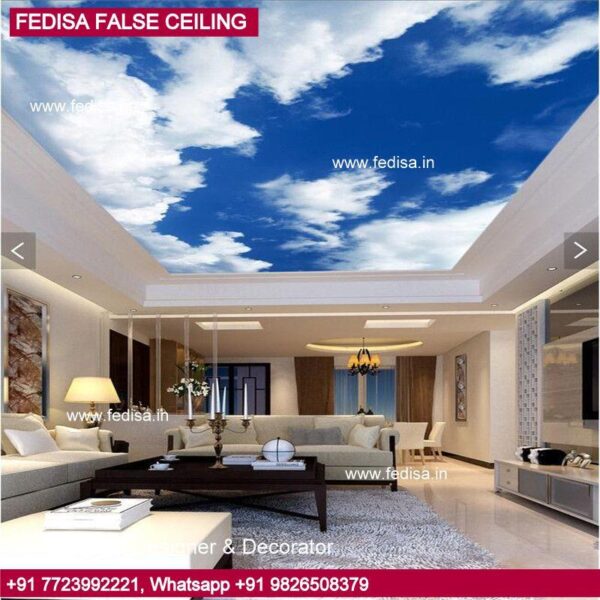 Latest False Ceiling Design For Lobby, Hall Fall Ceiling Design With 2 Fans Gypsum Cornice Design